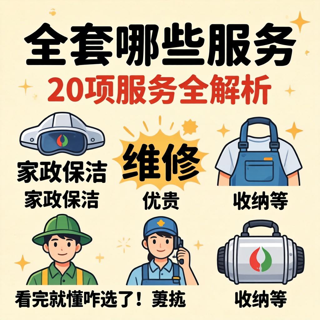 全套有那些服务？家政保洁、维修、收纳等20项服务全解析，看完就懂咋选了！