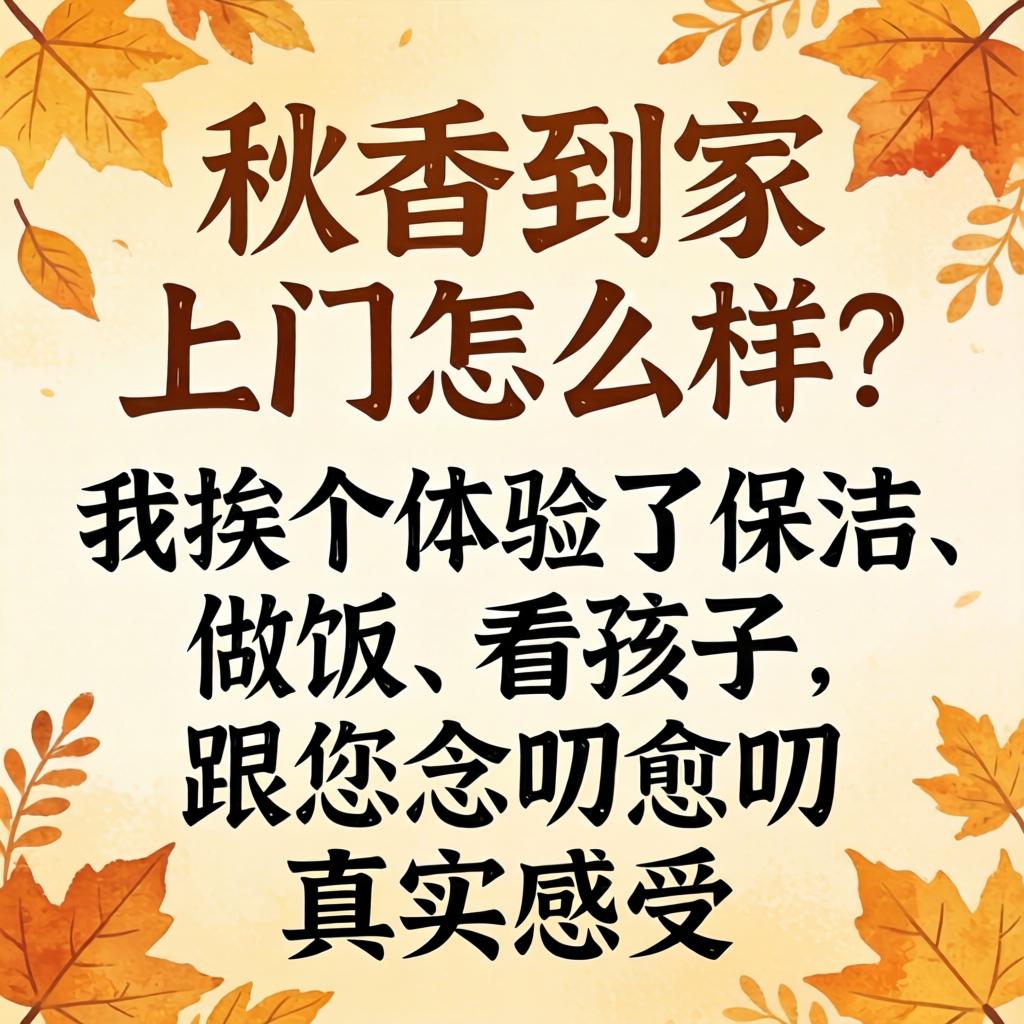 秋香到家上门怎么样？我挨个履历了保洁、做饭、看孩子，跟您想叨想叨真实感触