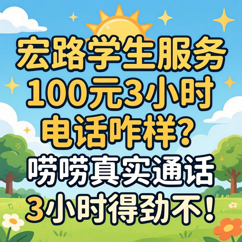 宏路学生服务100元3幼时电话咋样？唠唠真实通话3幼时得劲不！