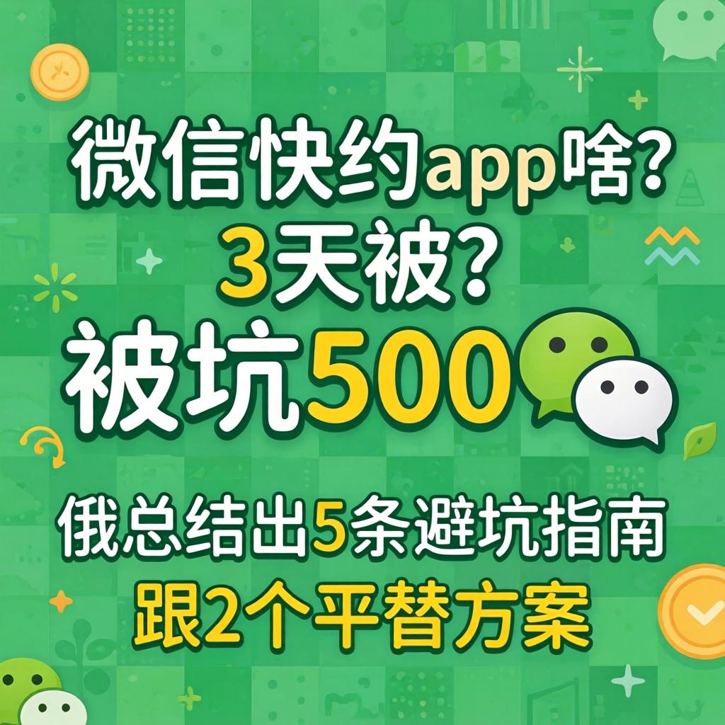 微信快约app是啥？？3天被坑500块，，，，，俄总结出5条避坑指南跟2个平替计划