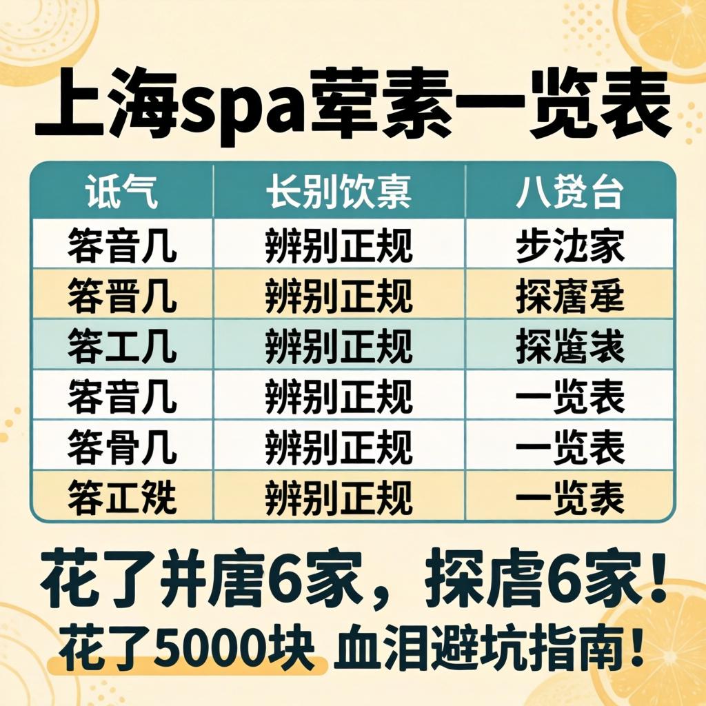 上海spa荤素一览表，如何辨别正规与不正规？探店6家、花了5000块的血泪避坑指南！