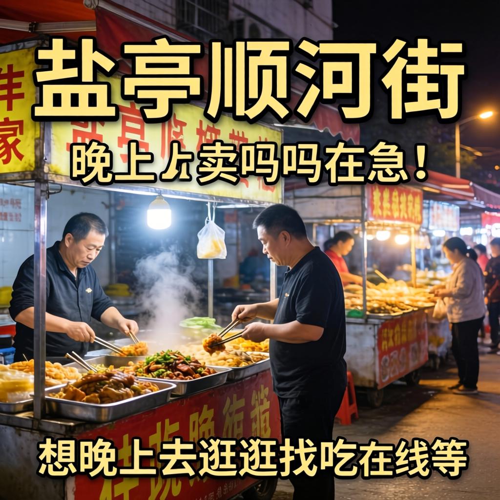 盐亭顺河街晚上有卖的吗？急！在线等，想晚上去游游找吃的