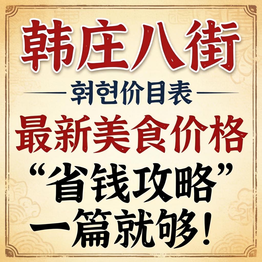 韩庄八街价目表最新美食价格与省钱攻略,一篇就够!