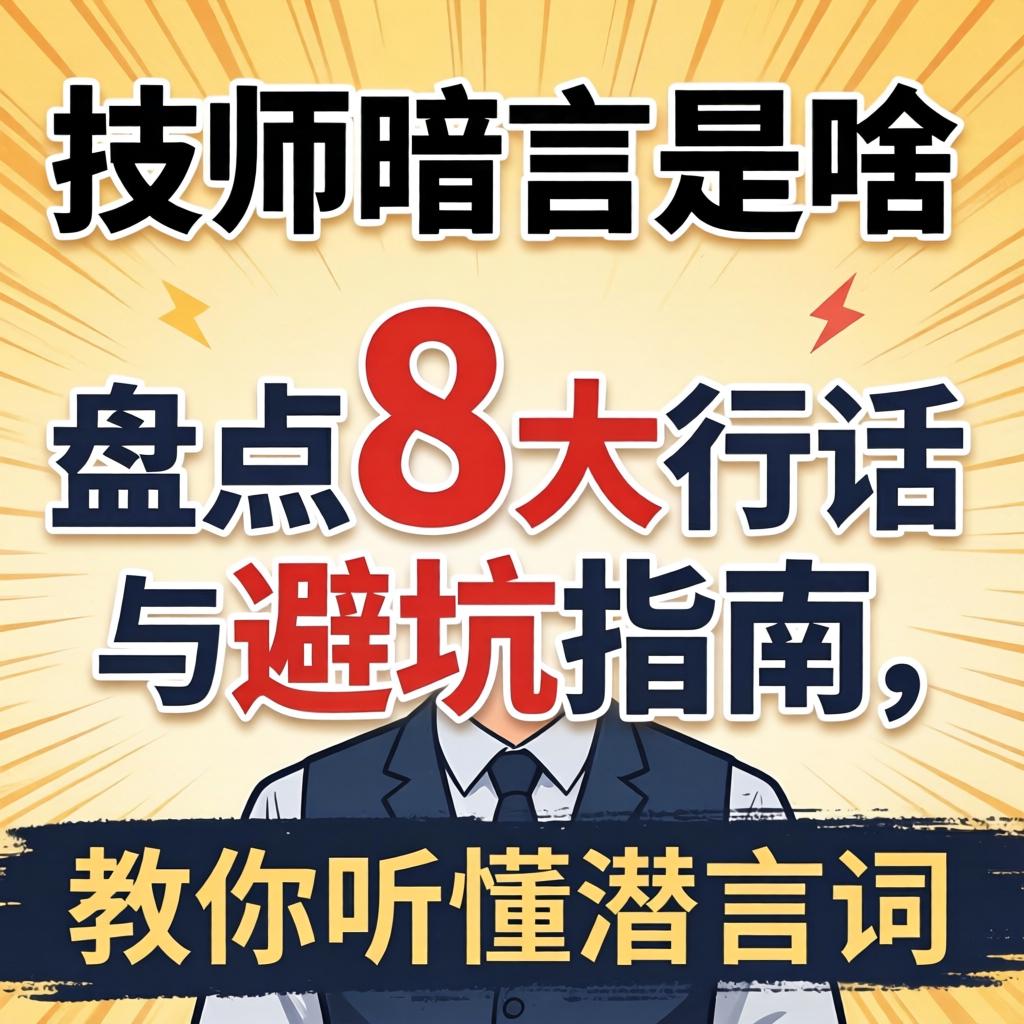 技师暗语是啥意思？盘点8大行话与避坑指南，教你听懂潜台词