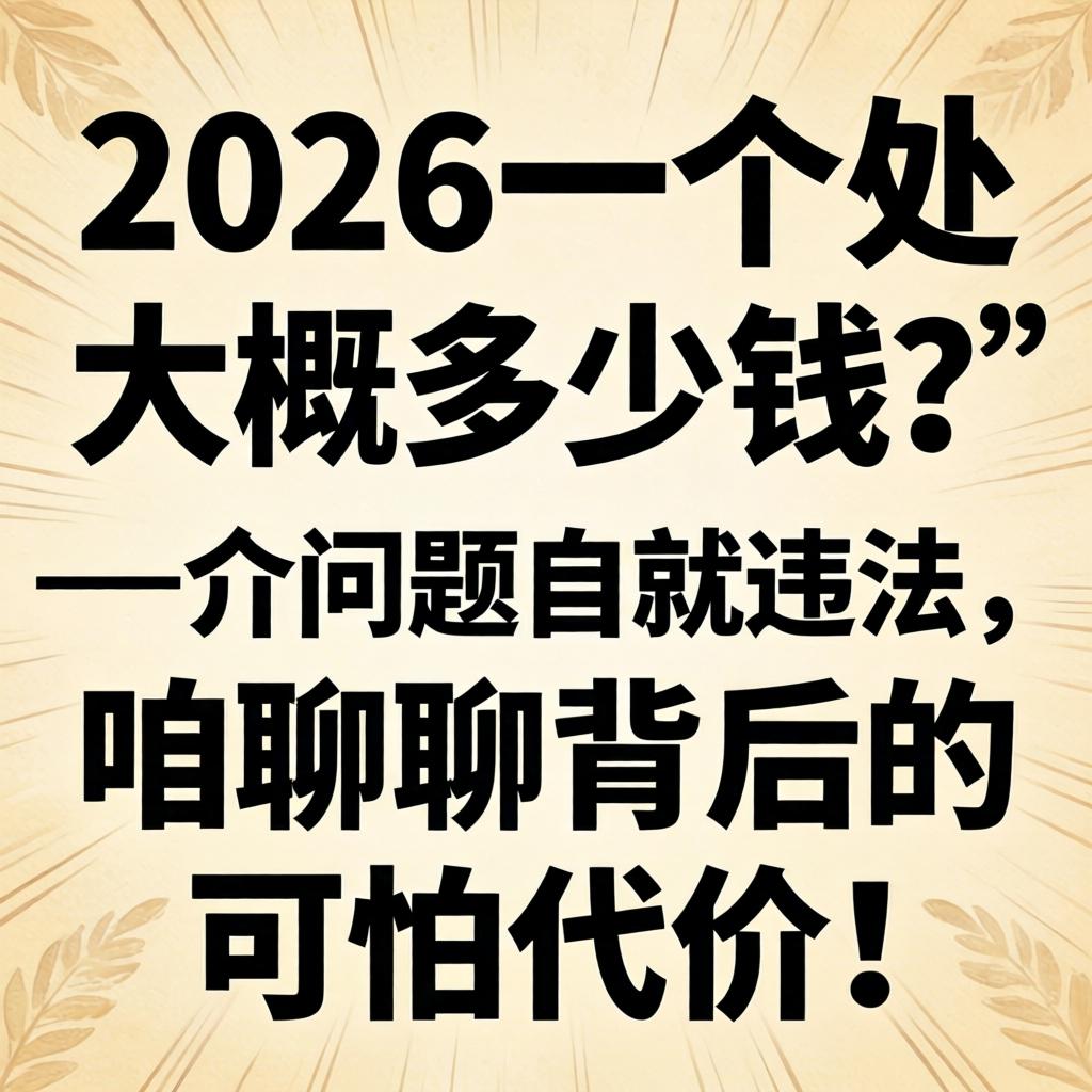 “2026一个处大概多少钱？”——介问题本身就违法，咱聊聊背后的可怕代价！