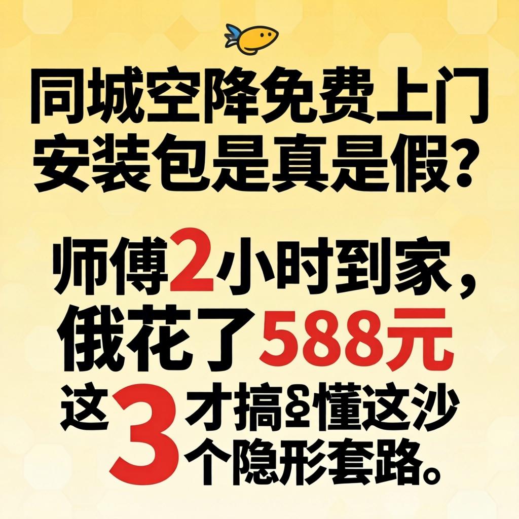 同城空降免费上门安装包是真是假？师傅2小时到家，俄花了588元才搞懂这3个隐形套路