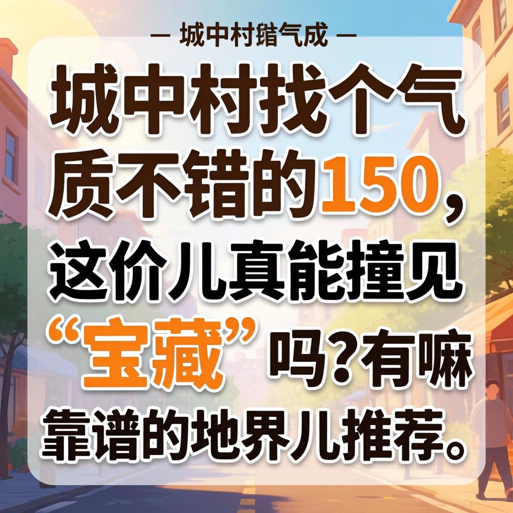 城中村找个气质不错的150，这价儿真能撞见“宝藏”吗？有嘛靠谱的地界儿推荐？