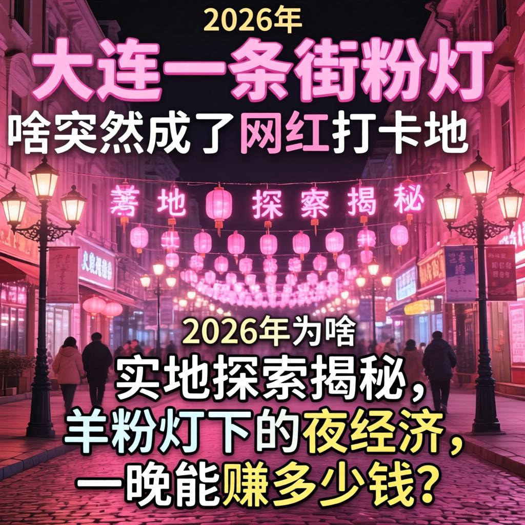 大连一条街粉灯,2026年为啥突然成了网红打卡地?实地探访揭秘:粉灯下的夜经济,一晚能赚多少钱?
