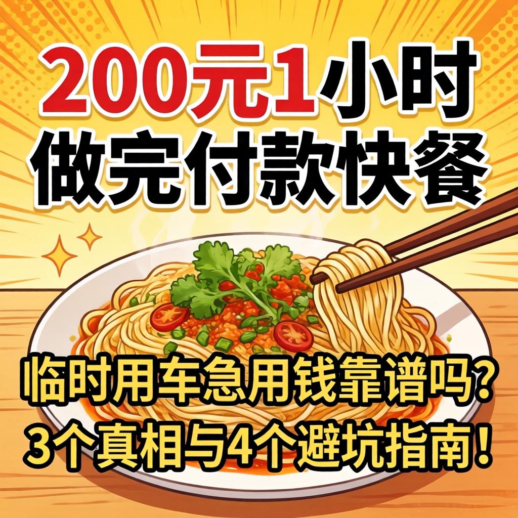 200元1小时做完付款快餐，临时用车急用钱靠谱吗？3个真相与4个避坑指南！