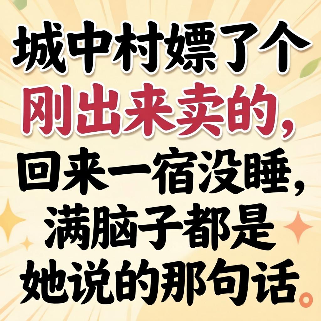 城中村嫖了个刚出来卖的，回来一宿没睡，满脑子都是她说的那句话