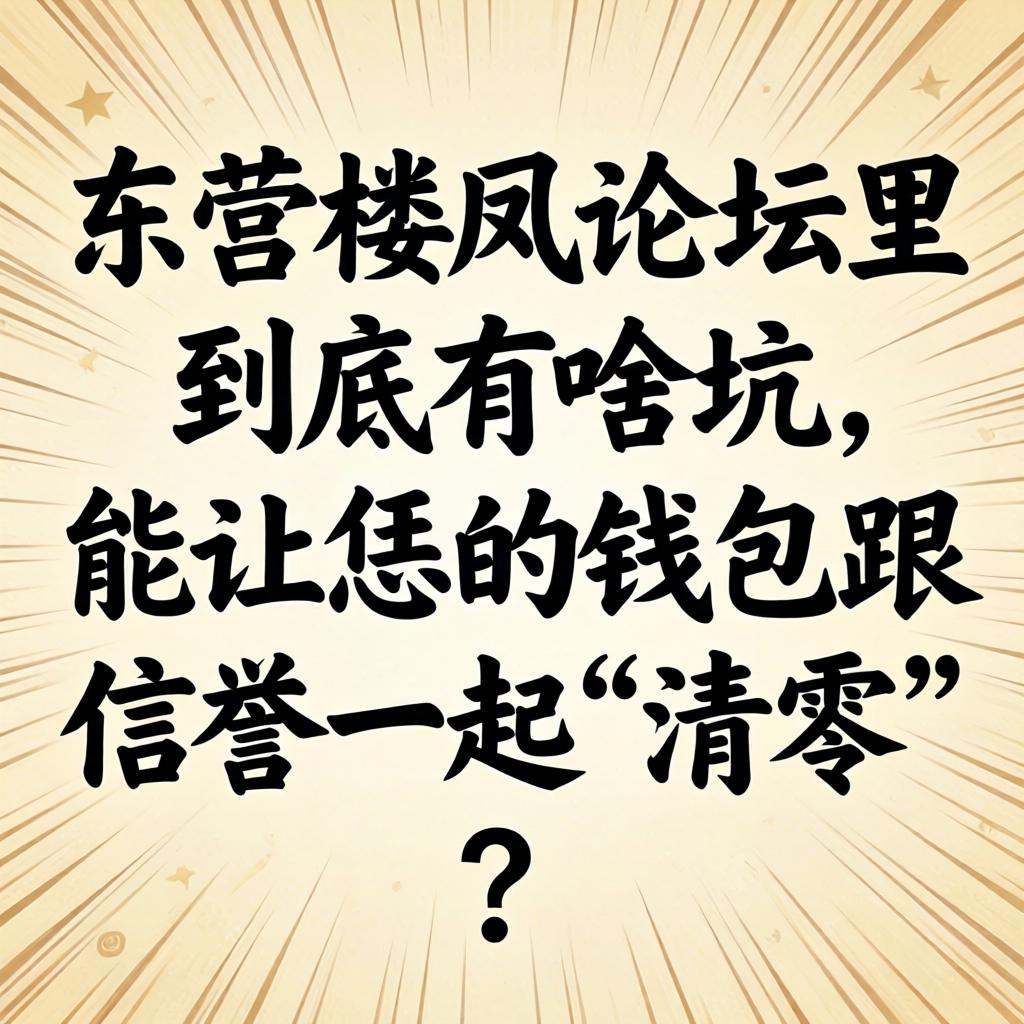 东营楼凤论坛里到底有啥坑，能让恁的钱包跟信誉一起“清零”？