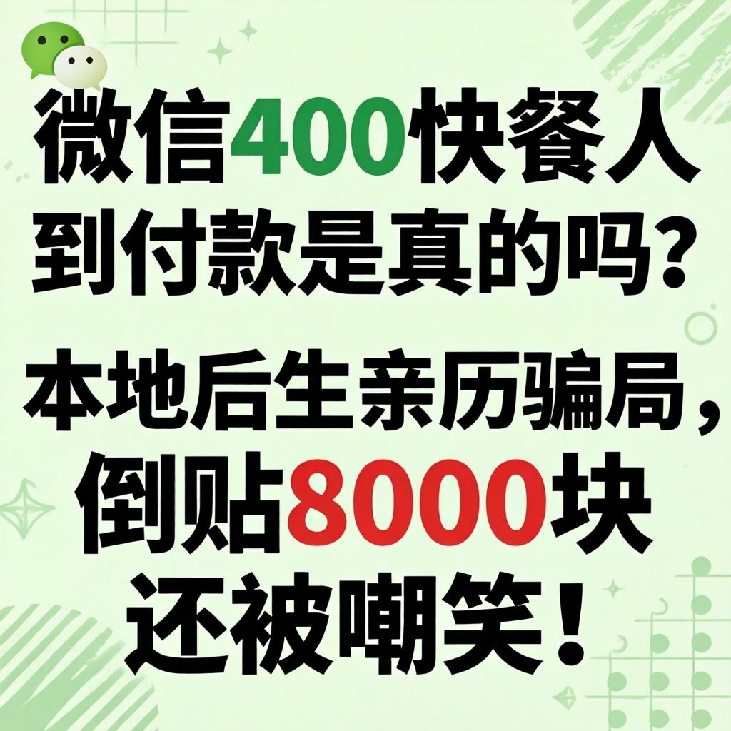 微信400快餐人到付款是真的吗?本地后生亲历骗局,倒贴8000块还被嘲笑!