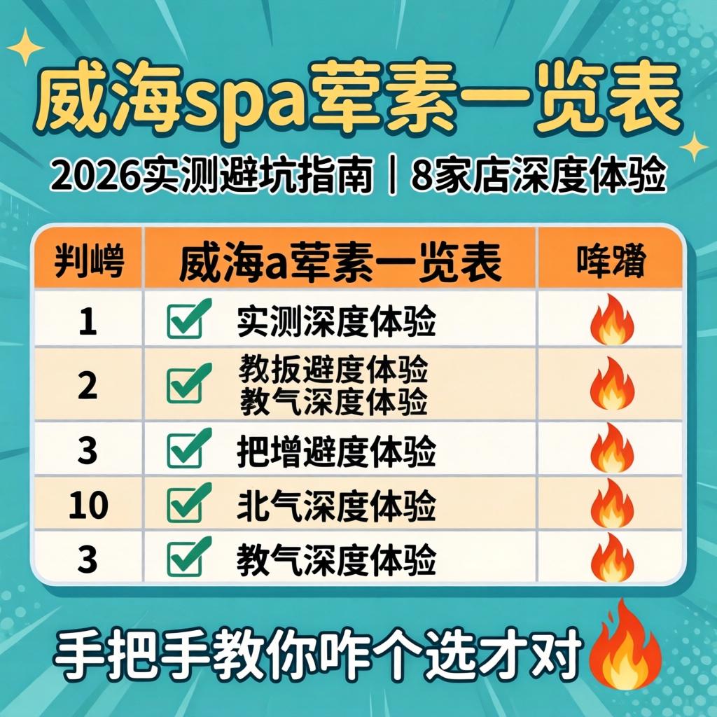 威海spa荤素一览表_2026实测避坑指南｜8家店深度体验，手把手教你咋个选才对?