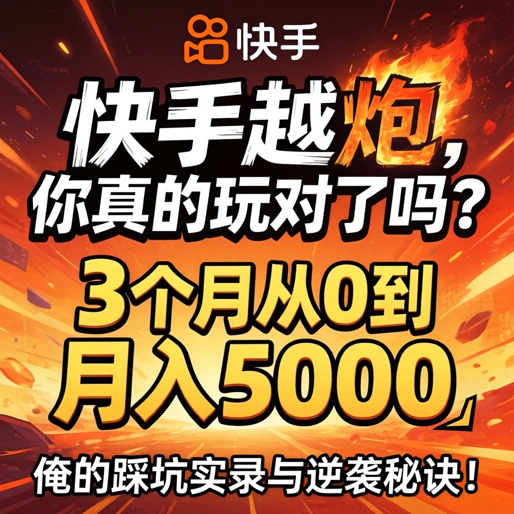 快手越炮，你真的玩对了吗？3个月从0到月入5000，俺的踩坑实录与逆袭法门！